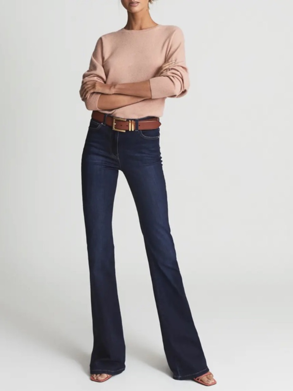 Reiss “The Beau” Jeans Dark Denim Flare High Rise Size 29